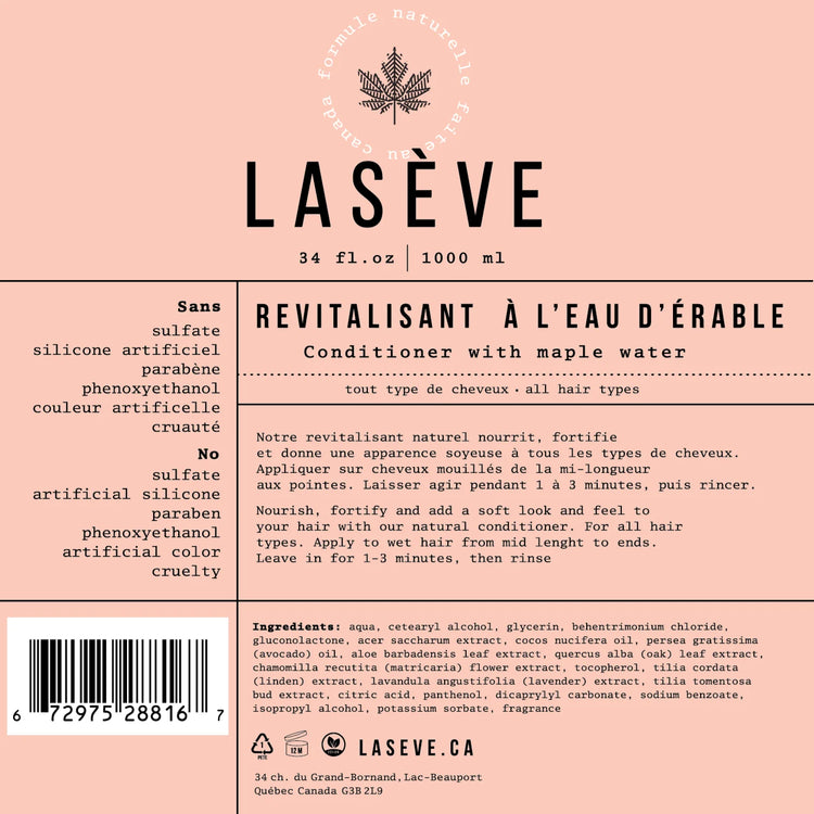 Revitalisant à l'eau d'érable Lasève