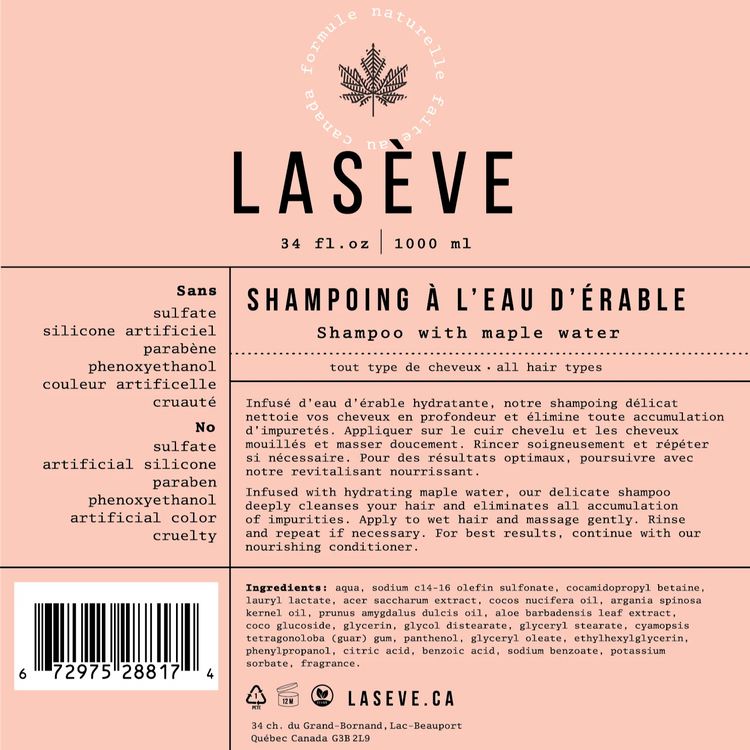 Shampooing à l'eau d'érable Lasève